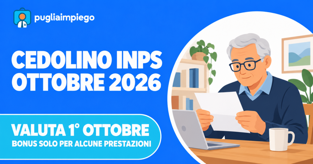 Cedolino INPS ottobre 2026: valuta 1° ottobre e bonus solo per alcune prestazioni