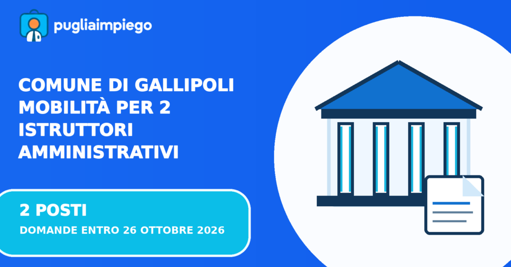 Illustrazione di due istruttori amministrativi in un ufficio comunale con fascicoli e documenti.