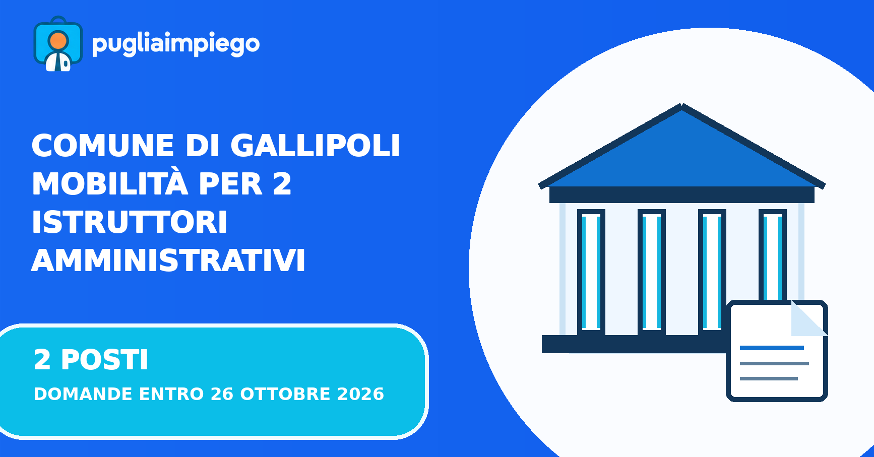 Illustrazione di due istruttori amministrativi in un ufficio comunale con fascicoli e documenti.