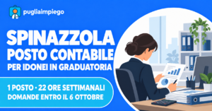 Comune di Spinazzola: 1 posto contabile per idonei in graduatoria, domande entro il 6 ottobre