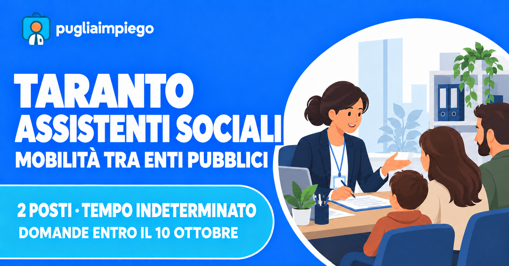 Grafica PugliaImpiego per la mobilità di due assistenti sociali al Comune di Taranto