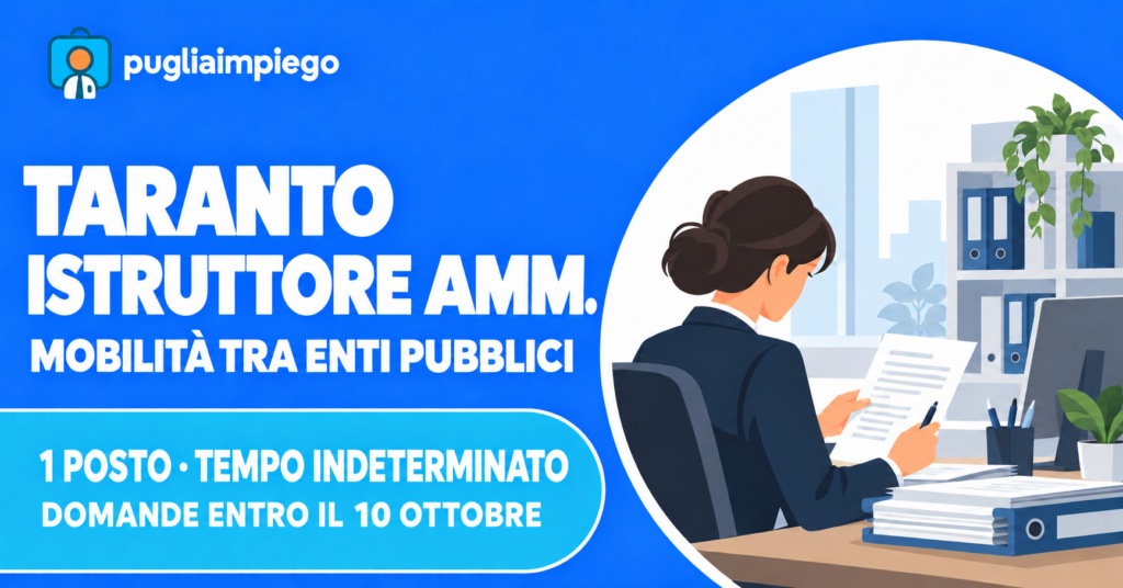 Grafica PugliaImpiego per la mobilità di un istruttore amministrativo al Comune di Taranto