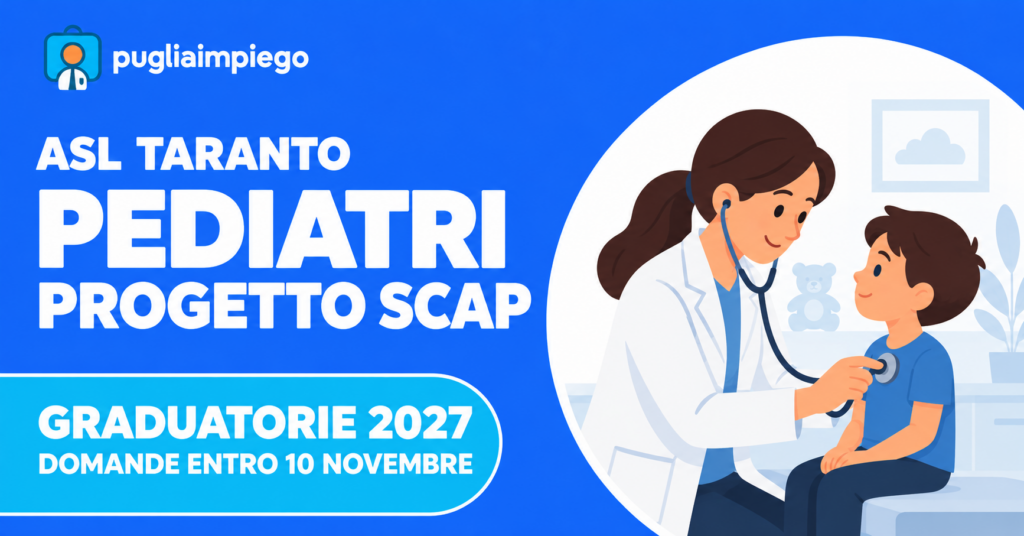 ASL Taranto, graduatorie pediatri SCAP 2027: domande entro il 10 novembre