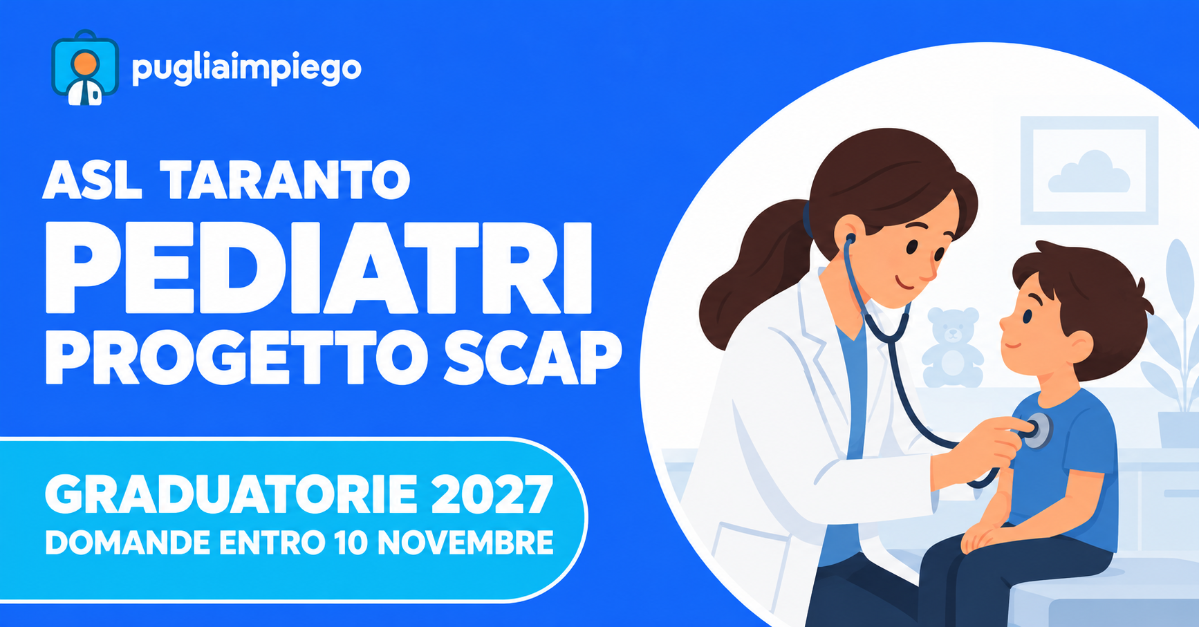 ASL Taranto, graduatorie pediatri SCAP 2027: domande entro il 10 novembre