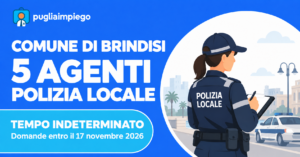 Brindisi: concorso per 5 agenti di Polizia Locale a tempo indeterminato