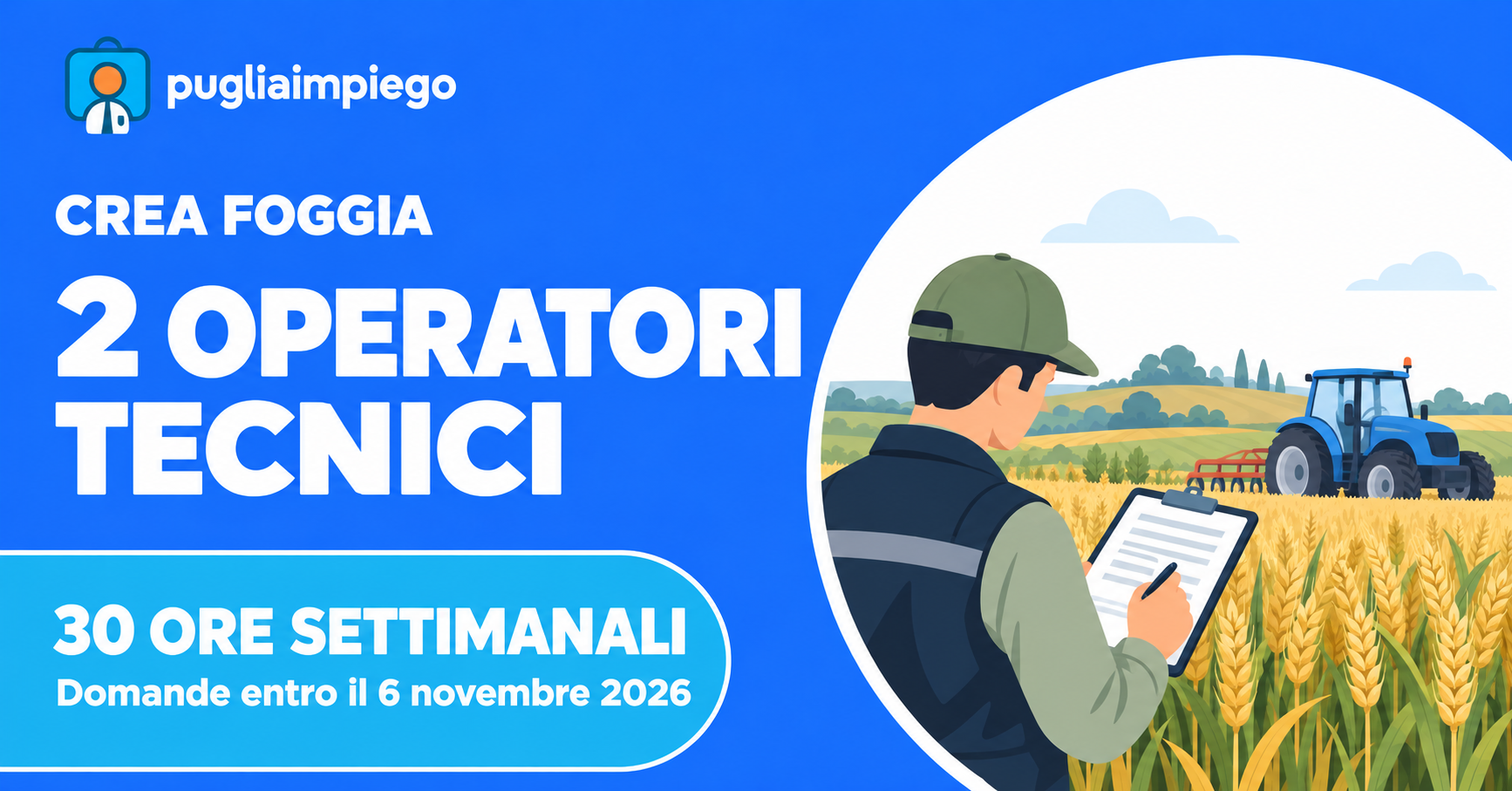 CREA Foggia: selezione per 2 operatori tecnici a 30 ore settimanali