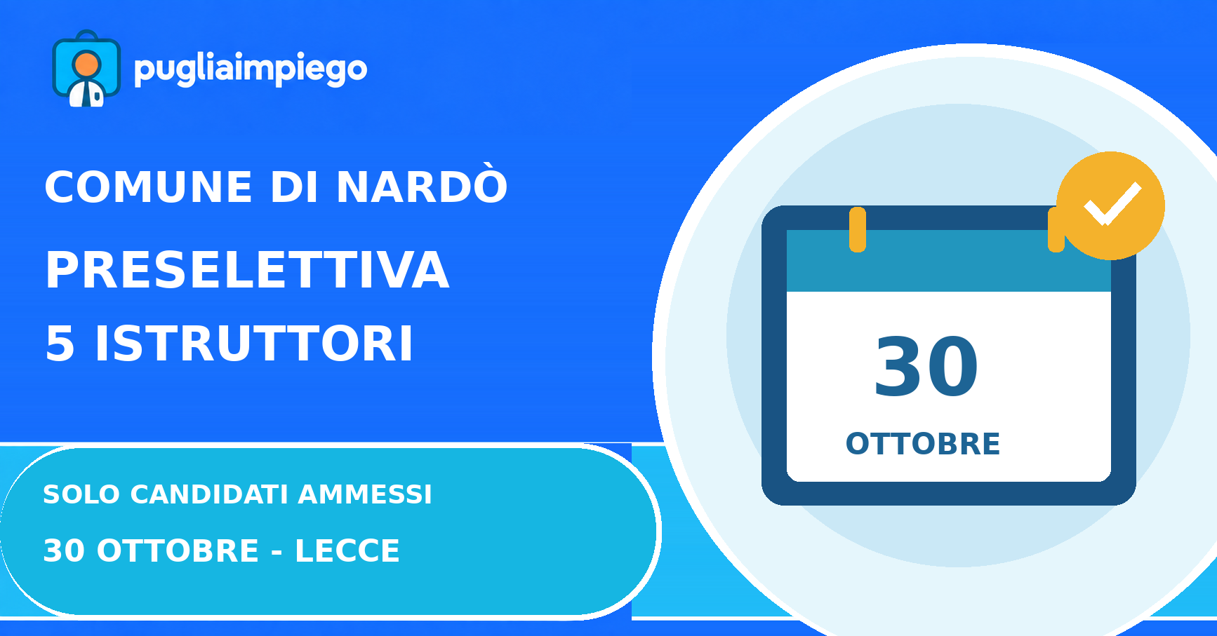 Comune di Nardò, prova preselettiva per 5 istruttori amministrativo-contabili il 30 ottobre 2026