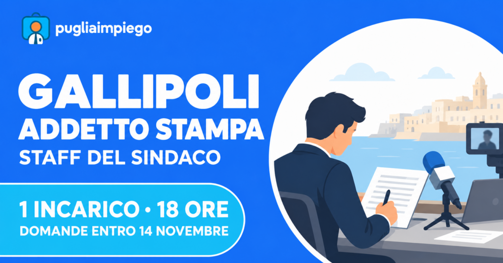 Gallipoli: un addetto stampa nello staff del Sindaco, 18 ore settimanali