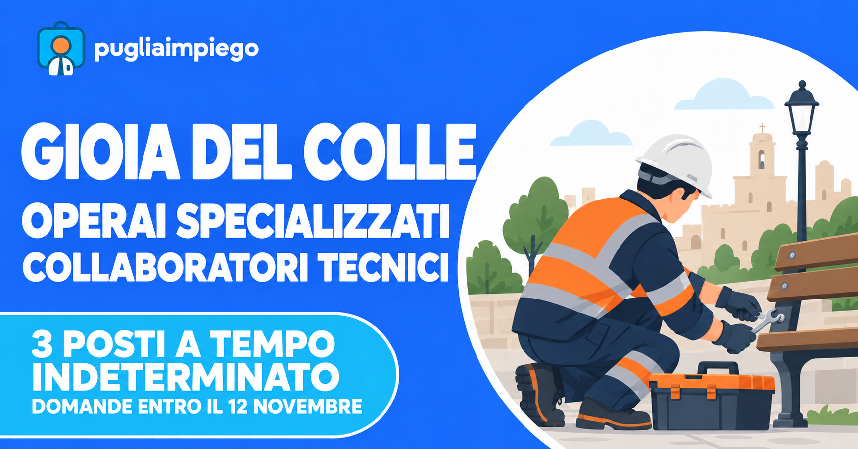 Gioia del Colle: concorso per 3 operai specializzati e collaboratori tecnici — scadenza 2026-11-12