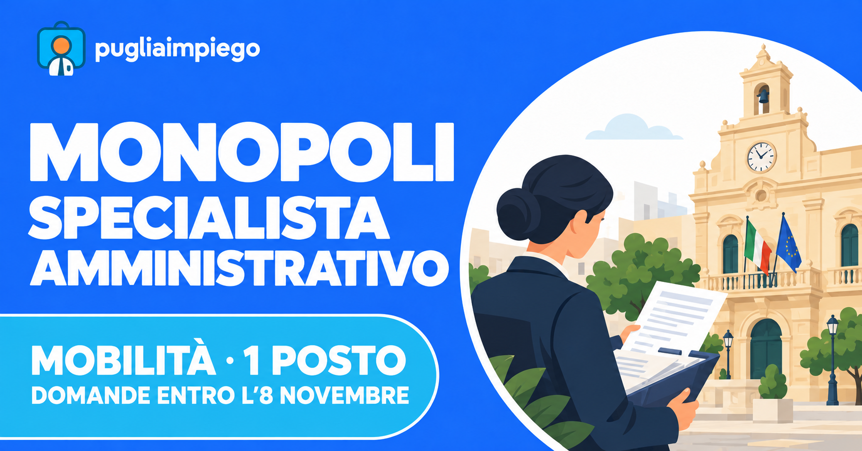Monopoli: mobilità per 1 specialista amministrativo nell’area Ambiente — scadenza 2026-11-08