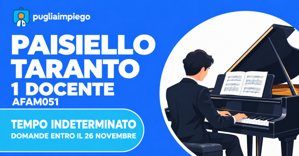 Concorso Paisiello Taranto per un docente AFAM051 a tempo indeterminato
