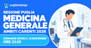 Medicina generale Puglia: ambiti carenti 2026, domande entro il 18 novembre