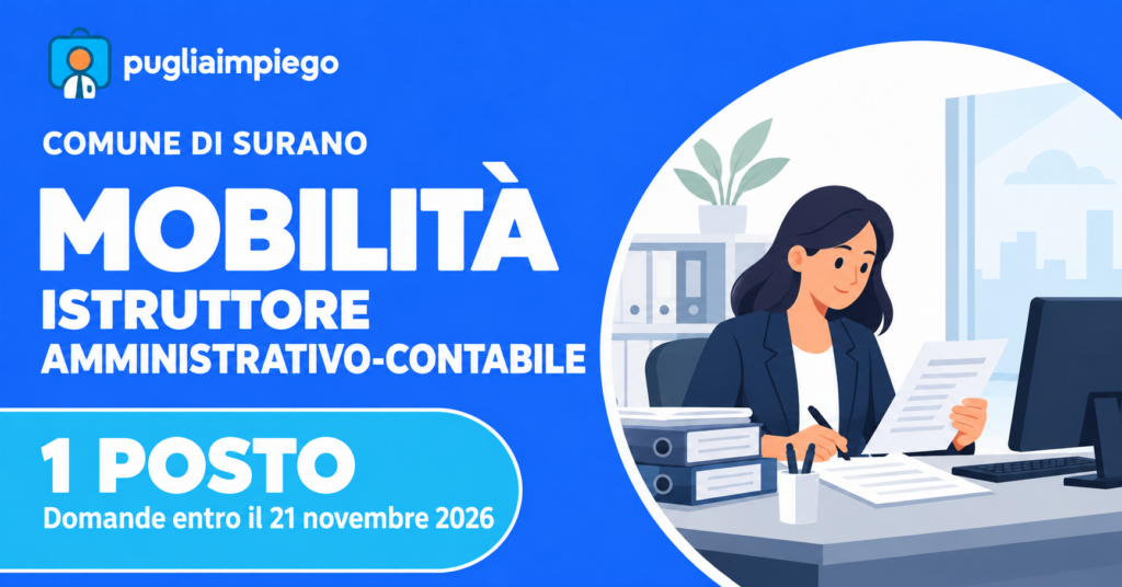 Surano: mobilità per 1 istruttore amministrativo-contabile