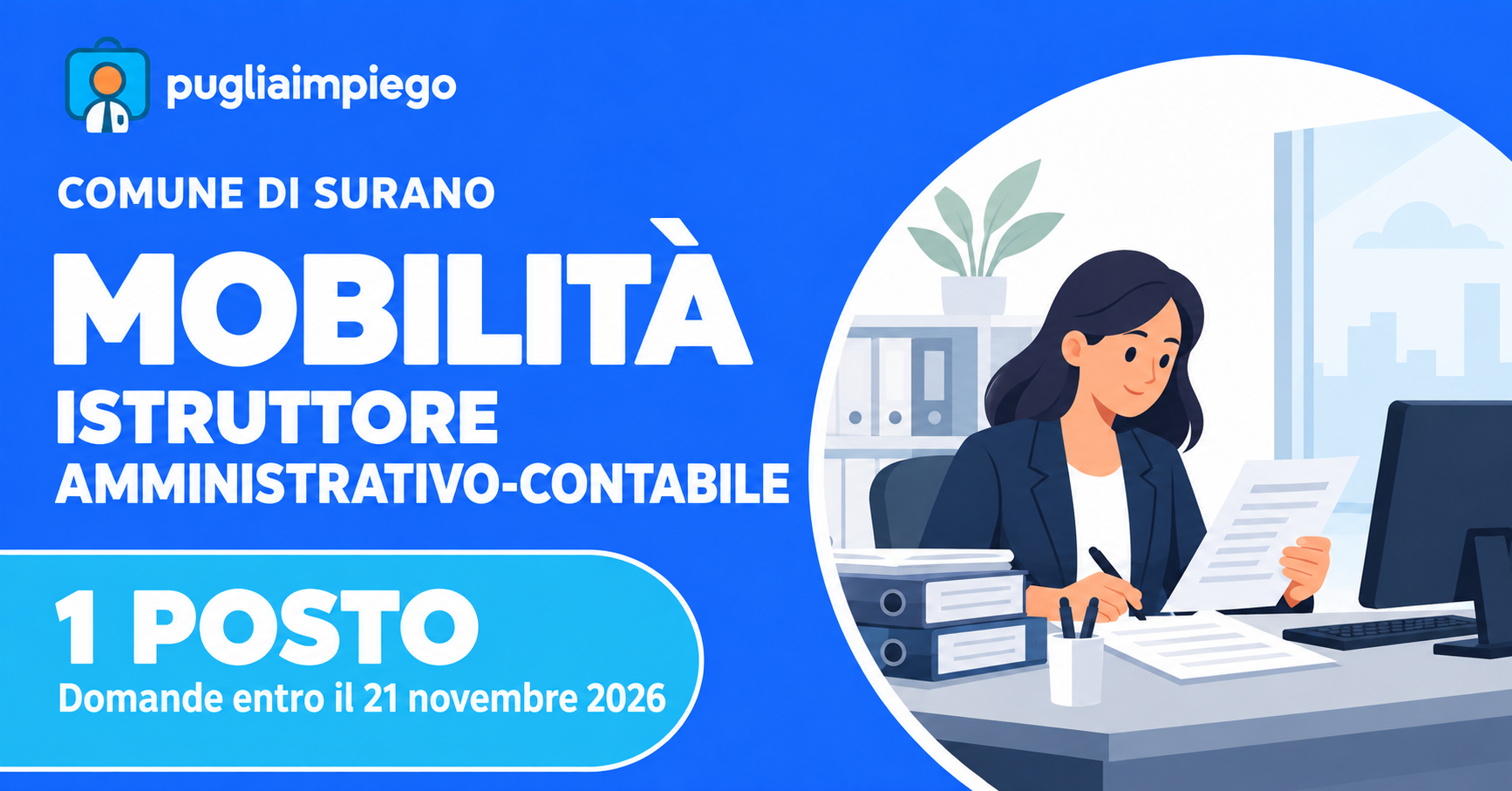 Surano: mobilità per 1 istruttore amministrativo-contabile