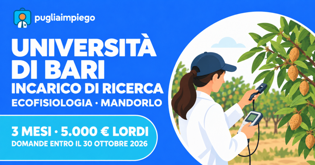 Università di Bari: incarico di ecofisiologia sul mandorlo, tre mesi e 5.000 euro lordi complessivi.