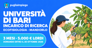 UniBa: incarico ecofisiologia del mandorlo, 3 mesi e 5.000 euro lordi