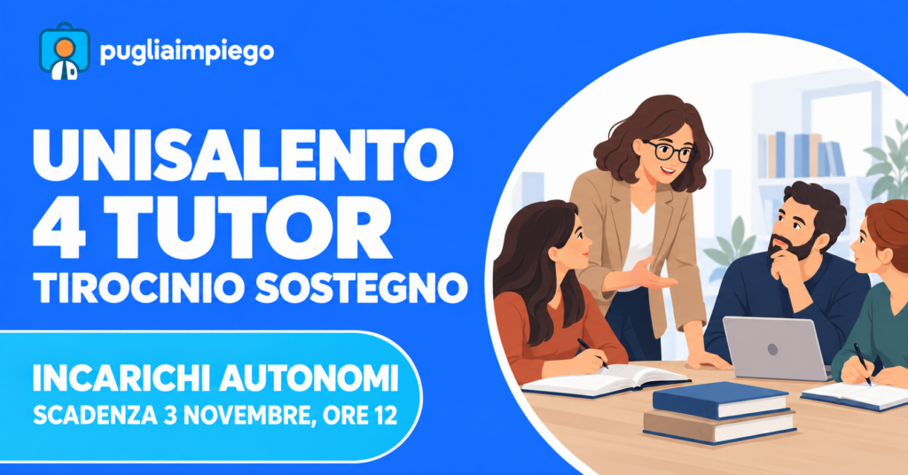 UniSalento: quattro tutor di tirocinio per il sostegno, incarichi autonomi