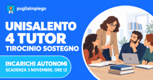 UniSalento: 4 tutor di tirocinio per il sostegno, domanda entro il 3 novembre