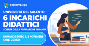 UniSalento: 6 incarichi didattici per Scienze della Formazione Primaria