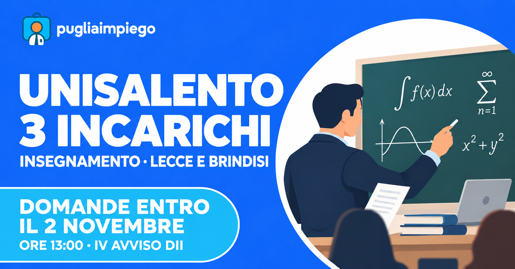 UniSalento DII: tre incarichi di insegnamento a Lecce e Brindisi, domande entro il 2 novembre alle 13.