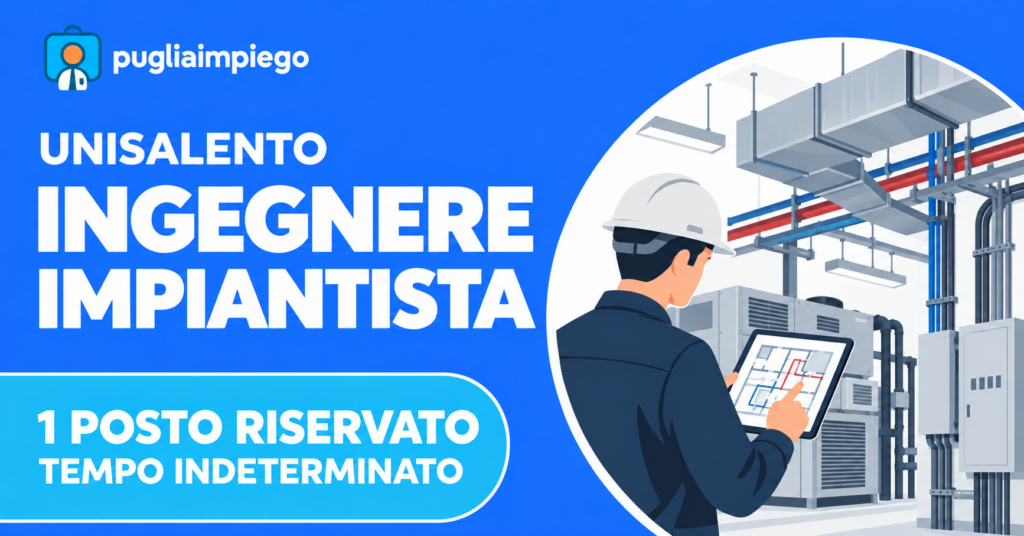 Concorso UniSalento per un ingegnere impiantista a tempo indeterminato, posto riservato