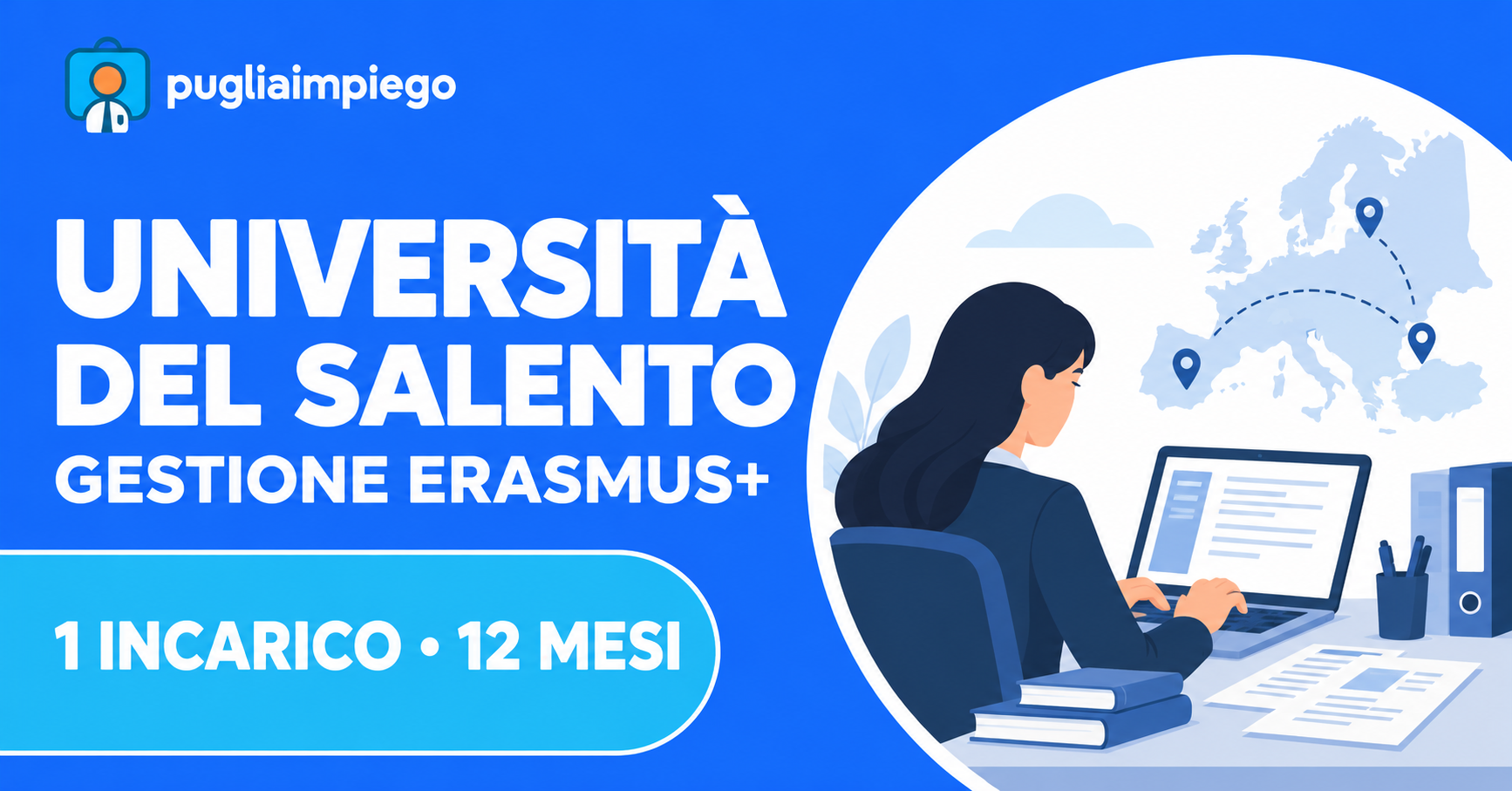 Università del Salento: un incarico autonomo per la gestione Erasmus+, durata12mesi