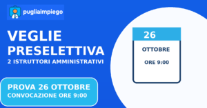 Veglie, preselettiva per 2 istruttori amministrativi: prova il 26 ottobre