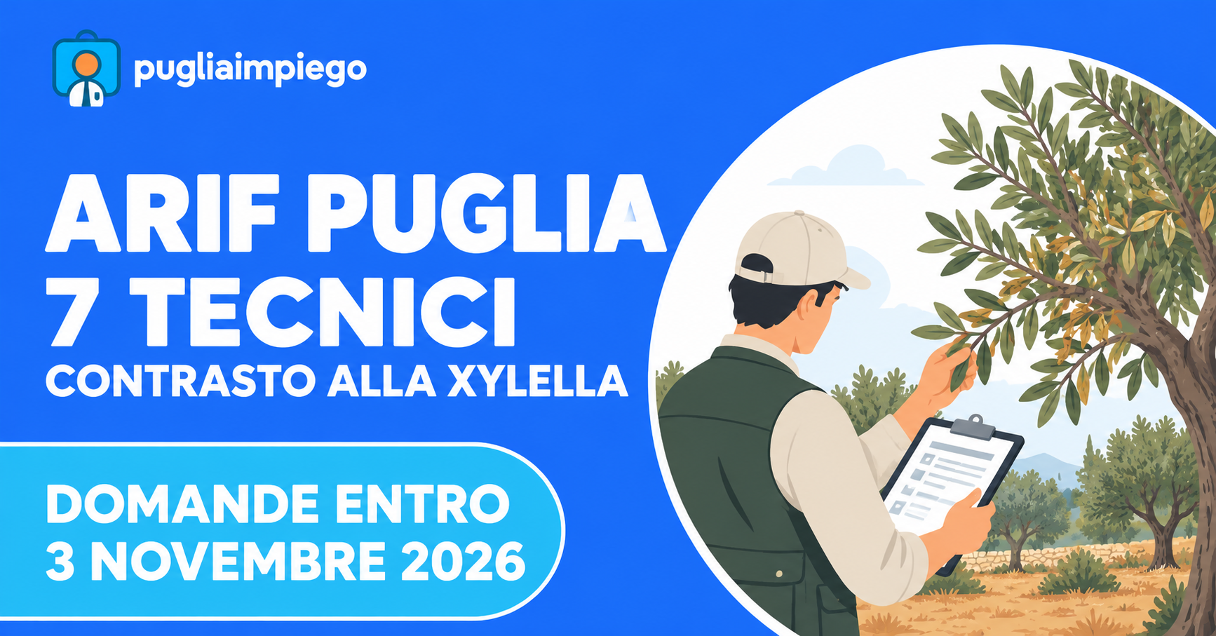 ARIF Puglia: selezione per 7 tecnici contro la Xylella, scadenza 3 novembre 2026