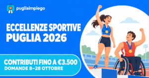 Eccellenze Sportive Puglia 2026: contributi fino a 3.500 euro, domande dall’8 ottobre