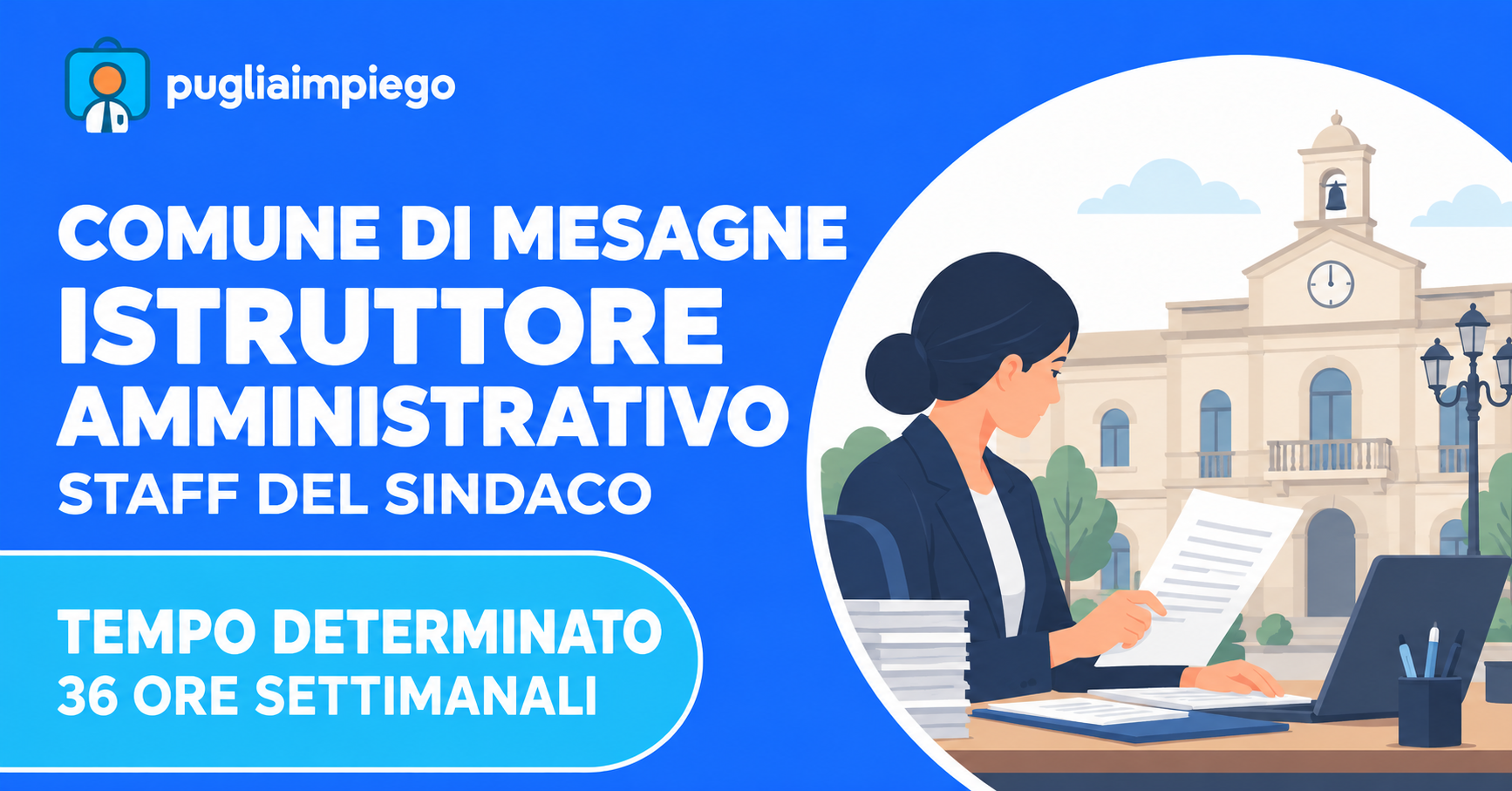 Comune di Mesagne: istruttore amministrativo nello staff del Sindaco, 36 ore